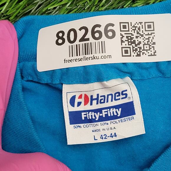 Vintage 80s Hanes Shirt M/L 20x28 Blue Jaguar Aztec Logo - Picture 8 of 14